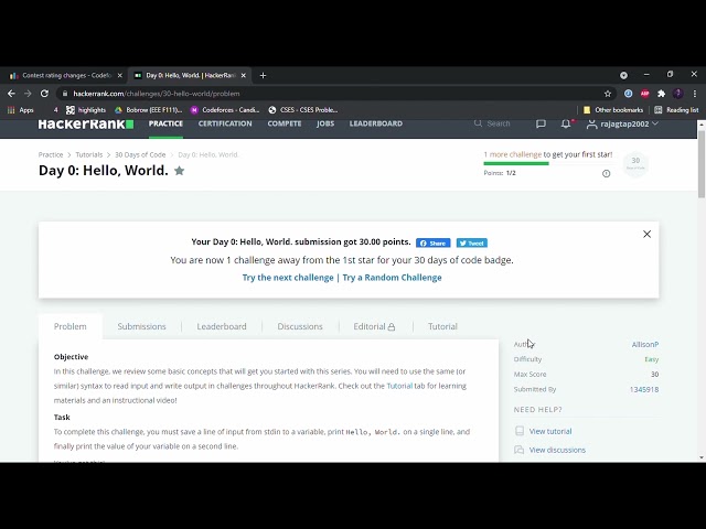 Hackerrank 30 days of code| Day 0| C++| solution and concepts