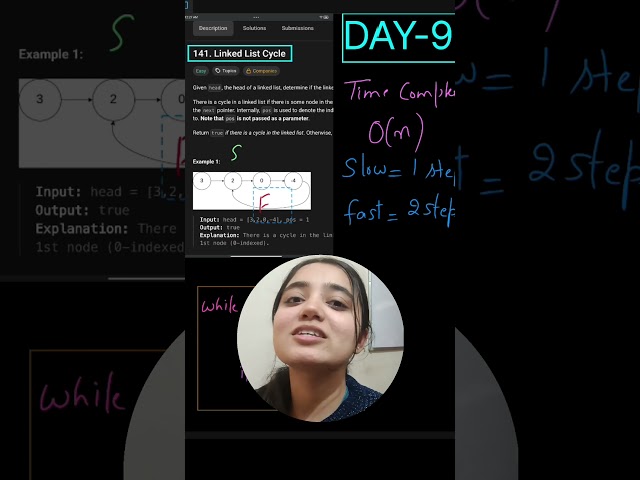 Day 9 | Linked List Cycle 🔁 | DSA Challenge | Floyd’s Algorithm Explained #dsa #code #coding #tech