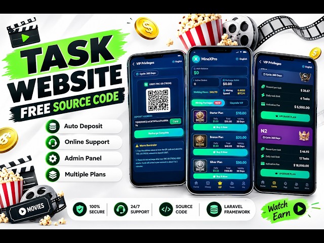 PHP Task Based Investment Website Source Code Laravel Framework