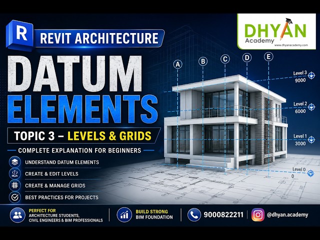 Revit Architecture Tutorial | Datum Elements Explained | Levels & Grids Basics for Beginners