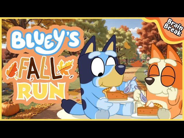 Bluey's Fall Chase | Brain Break | Brain Breaks for kids | Bluey Run | Kids exercise | Yoga For Kids
