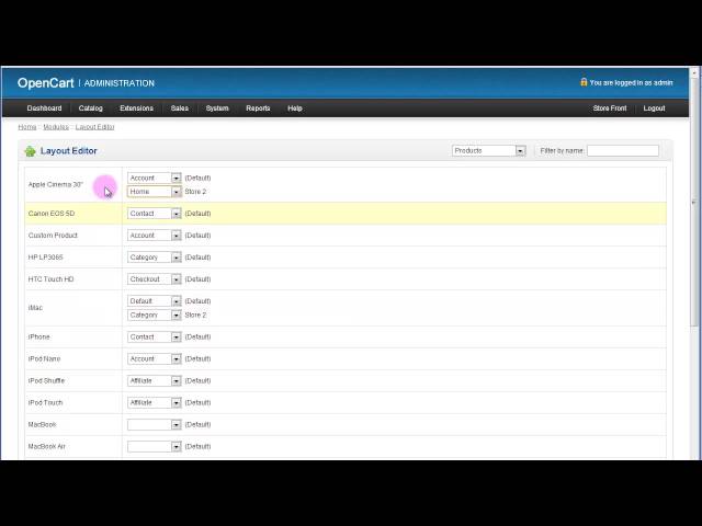 Layout Editor Quick editor for OpenCart 1.5.X