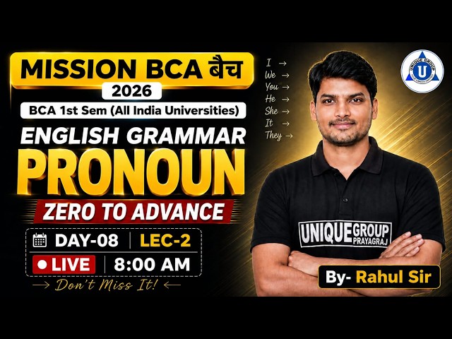 MISSION BCA 2026 🔥 English Grammar | Pronoun | Zero to Advance | Day-08 Lec-02 | Rahul Sir