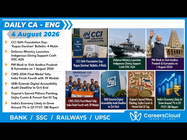 4 August Current Affairs 2026 | English | Daily Current Affairs | Current Affairs Today 