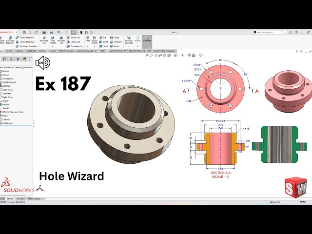 SolidWorks Tutorial Exercise 187 for beginners! SolidWorks