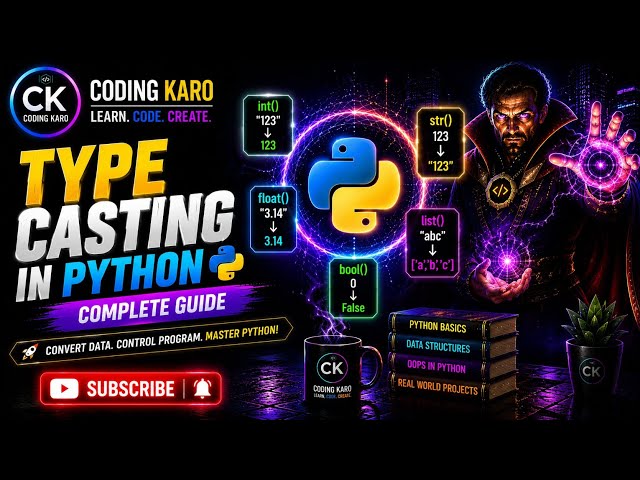 Type Casting in Python Explained 🚀 | Convert Any Data Type with Ease! | #CodingKaro
