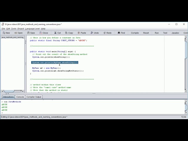 Java style and calling methods from another class