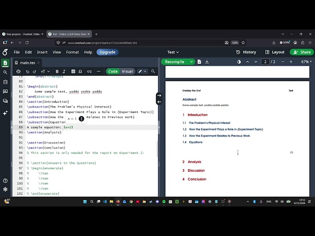 Physics 1 Lab LaTeX Tutorial