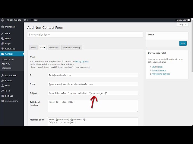 Contact Form 7 email Settings