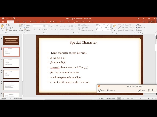 2 Python Regular expressions special characters | RegularPython | Regular Python | Telugu Language
