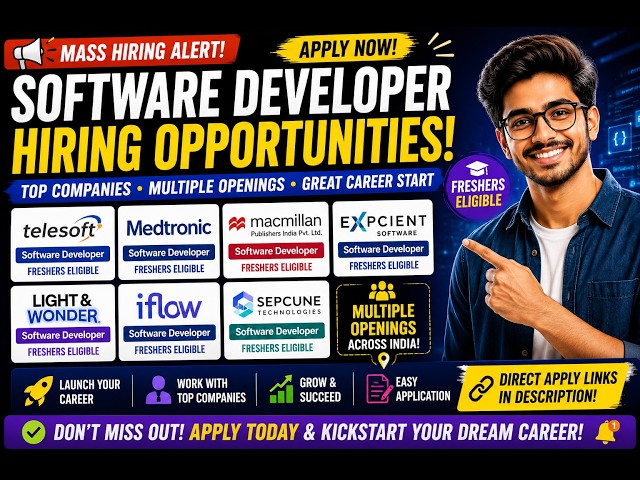 🔥 Software Developer Jobs for Freshers | Medtronic, Expicient, Light & Wonder, iFlow, Sepcune Hiring