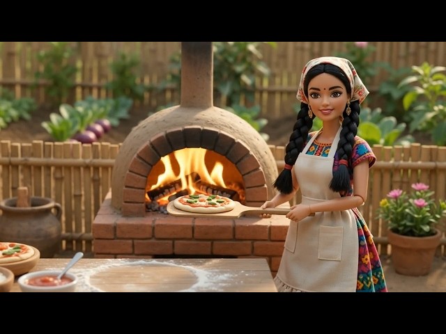 Hyper Realistic Miniature Pepperoni Pizza 🍕 | Tiny Village Kitchen Wood-Fired Oven Cooking