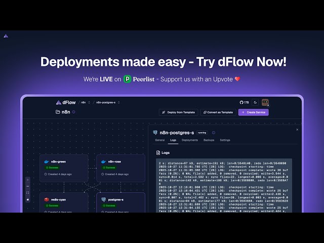 Modern Opensource PAAS, alternative to Vercel, Railway, Heroku - dflow.sh