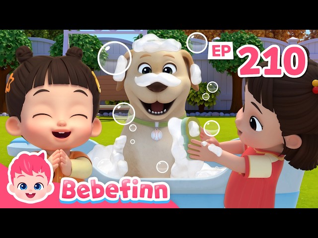 The Dog Bath Song | EP210 | Scrub Dub a Dub with Mandoo! 🛁 | Bebefinn Nursery Rhymes