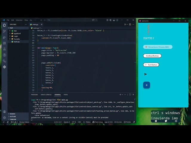 Learn to create your app from scratch (Home Screen + Text + Button) | Flet step by step