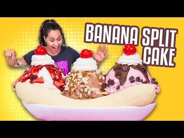 ¡PASTEL DE BANANA SPLIT! | ESPECIAL DE CUMPLEAÑOS | Cómo prepararlo
