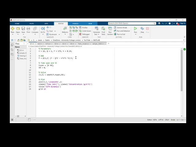 Solve a simple mass balance in MATLAB | MATLAB for Chemical Engineers