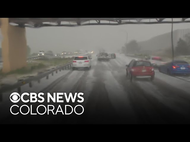 First Alert Weather Tracker shows hail falling on Interstate 70 in Denver