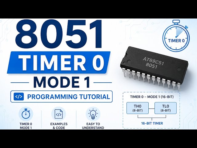  Microcontroller 8051: Timer0 Mode1 Programming Tutorial  @techaj6987 