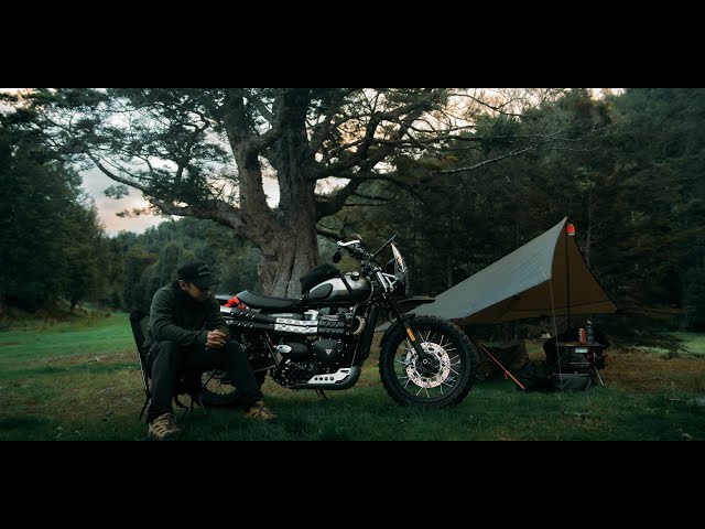 Solo MotoCamping on a Triumph Scrambler