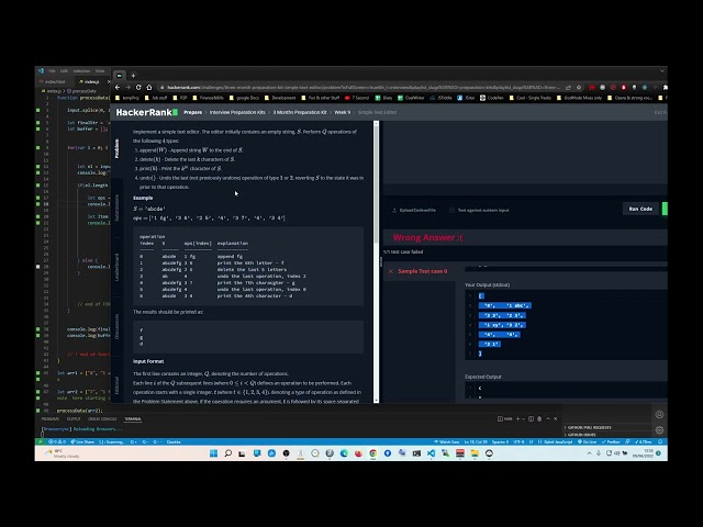 HackerRank Simple Text Editor JavaScript, Hacker Rank, Simple Text Editor JS