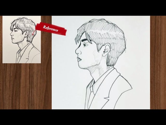 How To Draw BTS V ( Kim taehyung ) - step by step for beginners | BTS V Kim taehyung drawing 