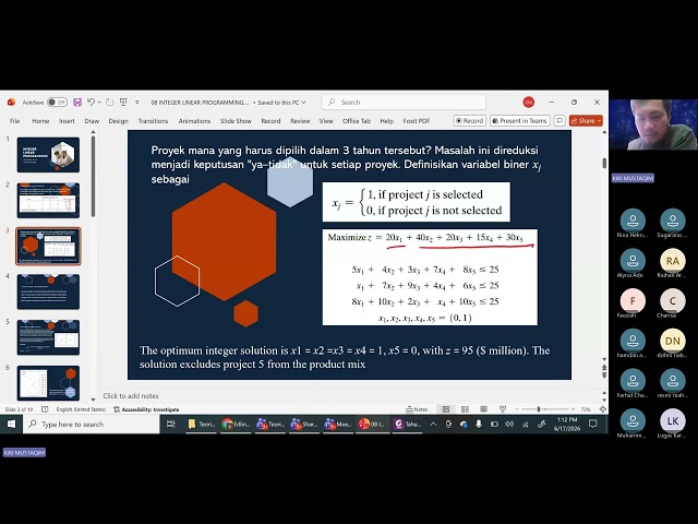 Integer Linear Programming (Teori Optimasi 2A 17 Juni 2026)