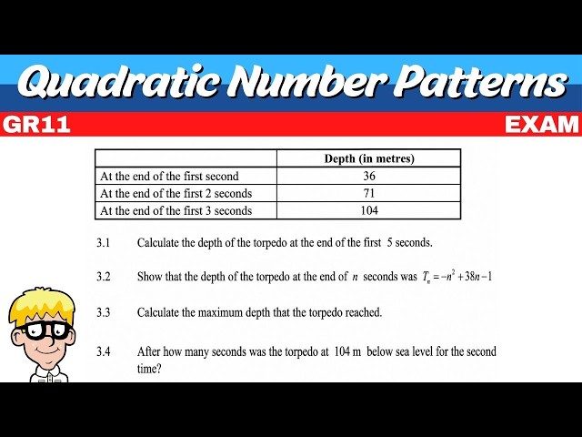 Quadratic Number Pattern Exam Question