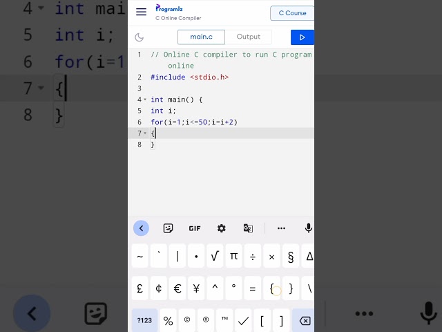 c program to print odd numbers from 1 to 50 ,#trending #ytshorts #viral #coding