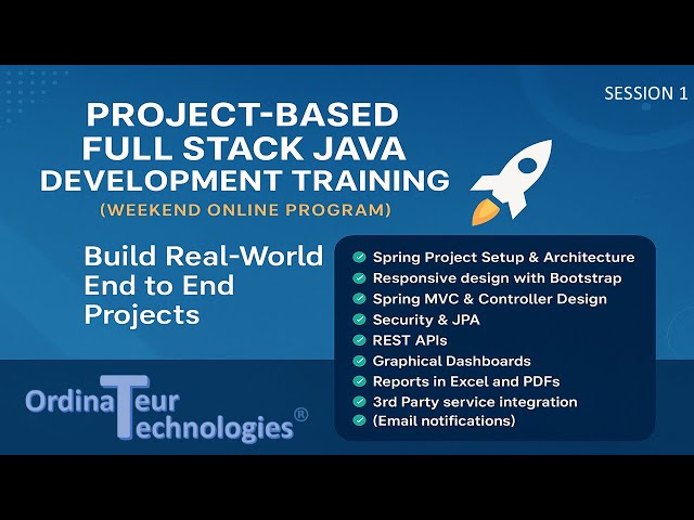 Project based Full Stack Java Development Training - Session 1 (Free)