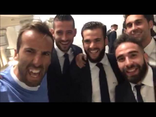 Álvaro Ojeda en la celebración de la Champions del Real Madrid