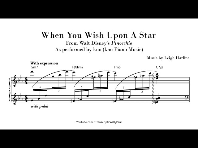 When You Wish Upon A Star - kno Piano Music - Sheet music transcription