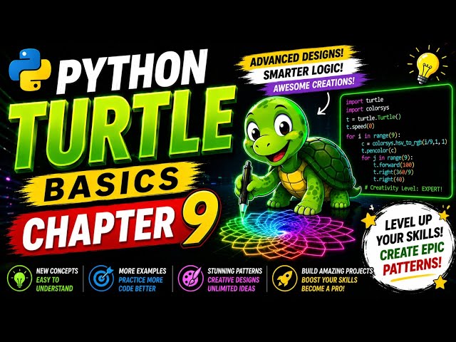 Python Turtle Chapter 9 🔥 Colorful Animation & Fill Designs in Hindi | Advanced Graphics #python#yt 