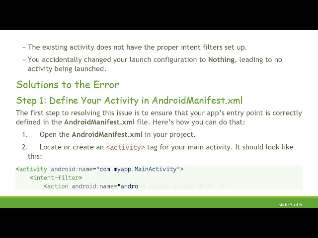 How to Fix the Default Activity Not Found Error in Android Studio