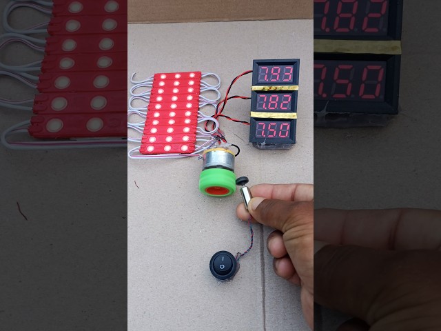 DIY Magnetic Attraction 🧲 Motor Armature → Rubber Drive → 2 Generators ⚡ → 30 Red LEDs 🔴 + v mitar