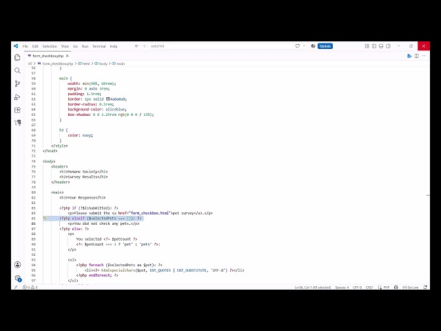 Chapter 7: Checkbox Arrays