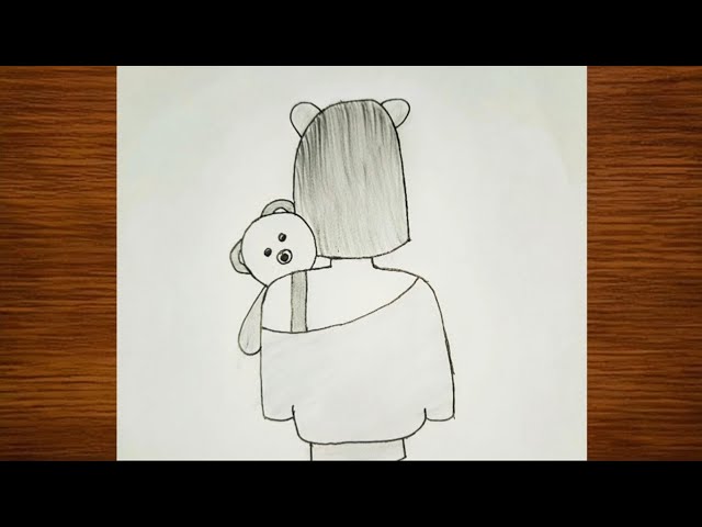 How to Draw a Cute Girl with Teddy Bear 🧸🎨 | Easy Pencil Drawing Tutorial ✨