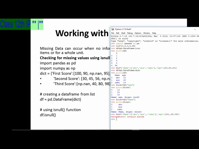 Chapter 1 Class 12th IP DataFrame Basic Operation | Techno Gyani