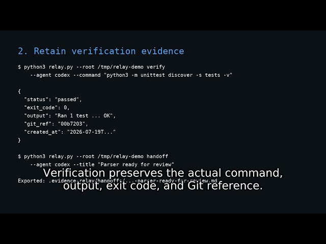Evidence Relay — Proof Before Handoff for Coding Agents