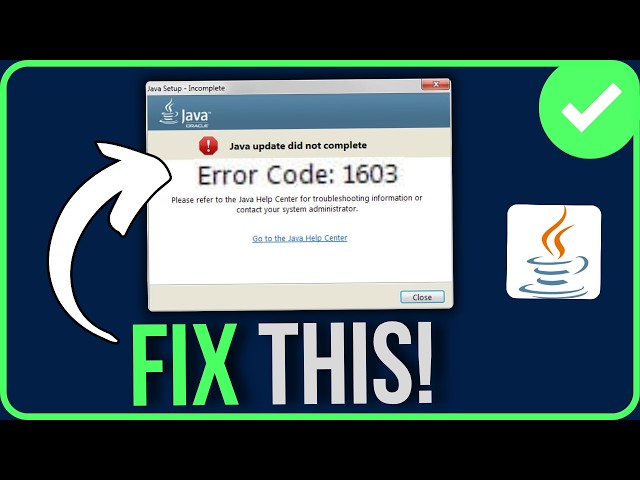 HOW TO FIX JAVA ERROR CODE 1603 (2026) | Java Update Did Not Complete Error Code 1603 Problem