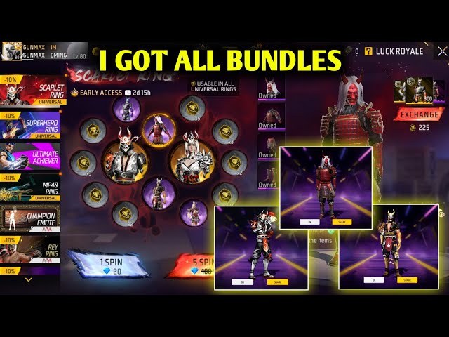 Scarlet Ring - One Spin Trick🔥 | Zombie Samurai Bundle Return | Free Fire Scarlet Ring| FF New Event