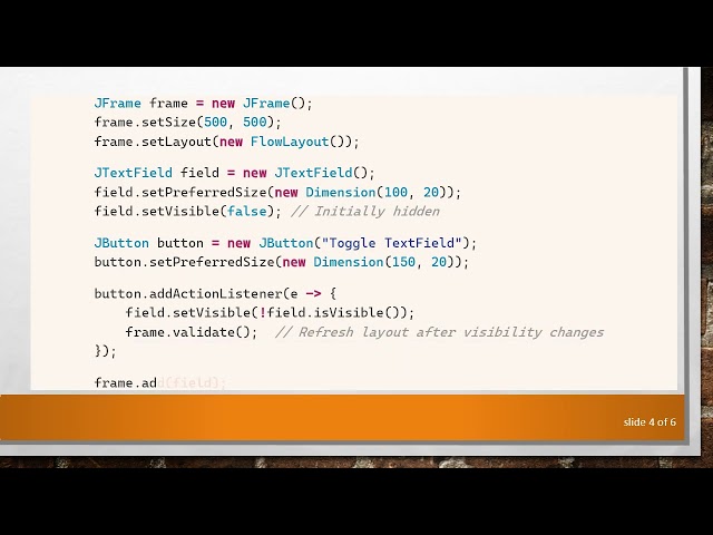 Making a JTextField Visible Dynamically in Java Swing