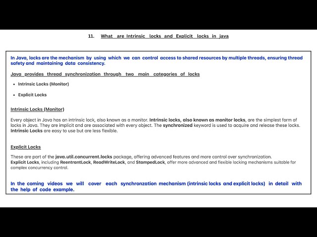 11-Java-Locks-Types #Monitor #Intrinsic #locks  #Explicit #locks