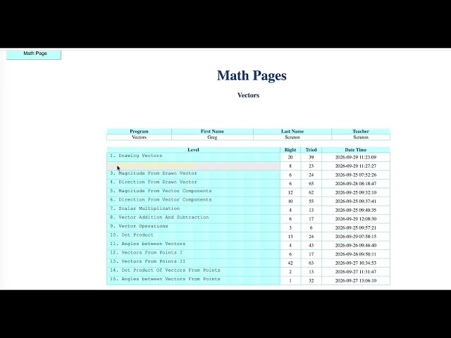 Vector Math Program Overview