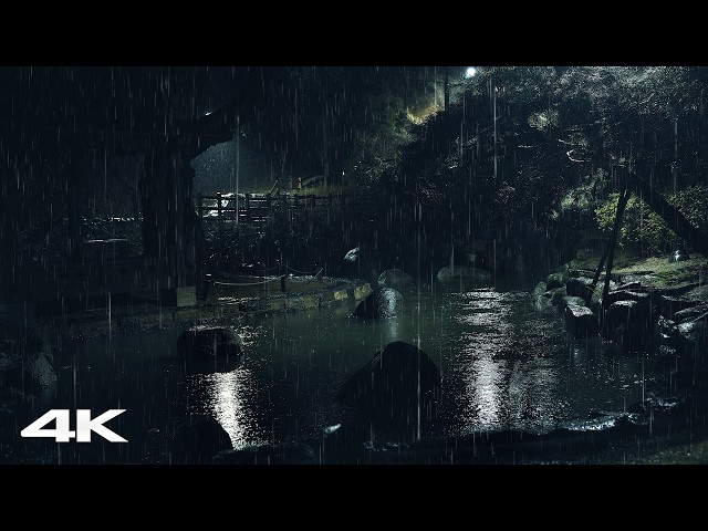 Goodbye Insomnia with Heavy Rain on a Pond at Night | Sleep Instantly with Rain Sounds & White Noise