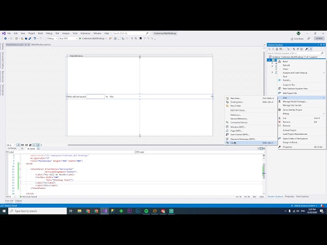 How to use bindings in WPF C# .NET Core Visual Studio