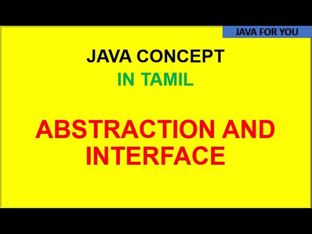 Java Abstraction and Interface in tamil|java tutorial for beginners in tamil|java for you