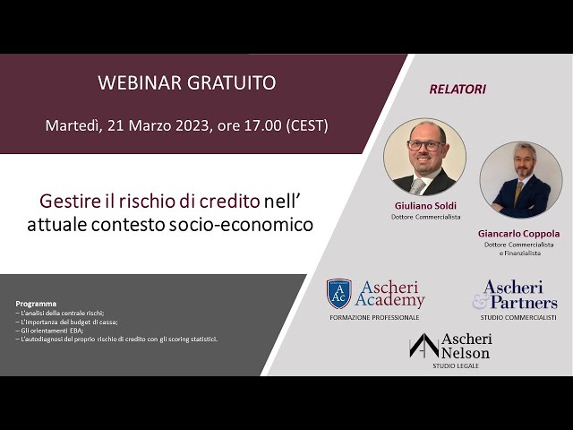 Webinar: Gestire il rischio di credito nell’attuale contesto socioeconomico