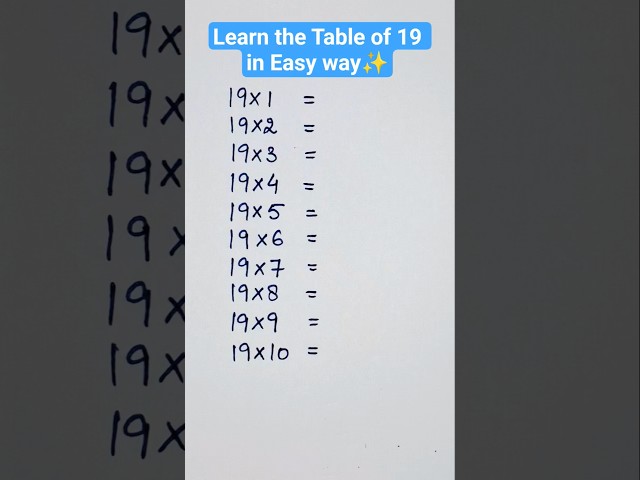 Learn Table of 19 Easily🔢| Never Forget 19 Table Trick | Infinity by Vishali #tabletrick #mathstable