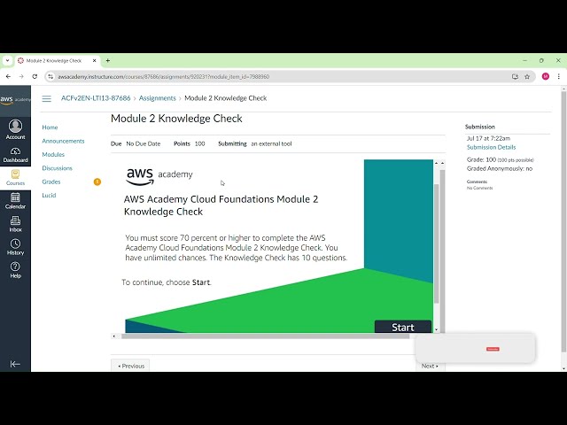 AWS Academy Cloud Foundations Module - 2 Knowledge Check